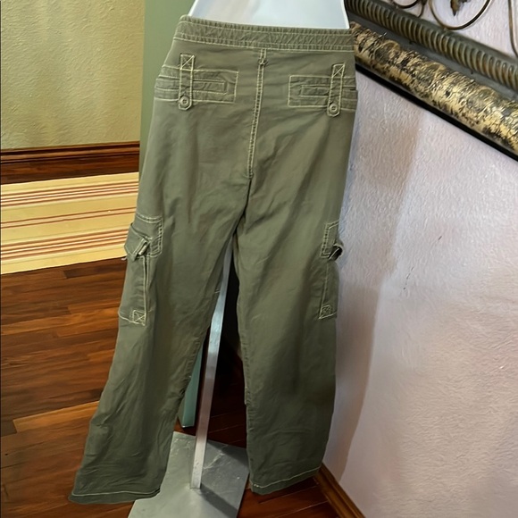 Prana Green Khaki Cargo Pants with Drawstring Waist and Relaxed Fit Sz 6 - Picture 5 of 11